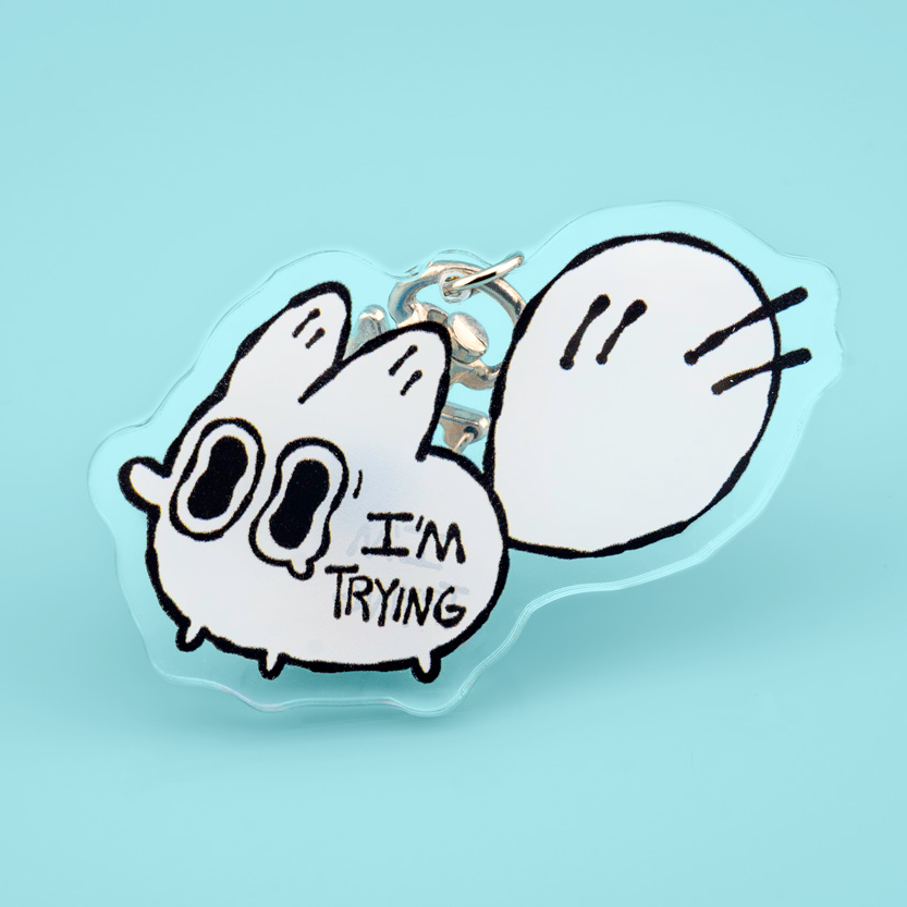 Made By Nao! Anxiety Fox acrylic keychain with a cute fox charm, designed to help manage anxiety and inspire positivity.