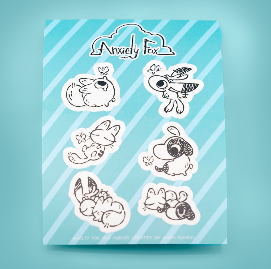 Anxiety Fox and Friends Sticker Sheet