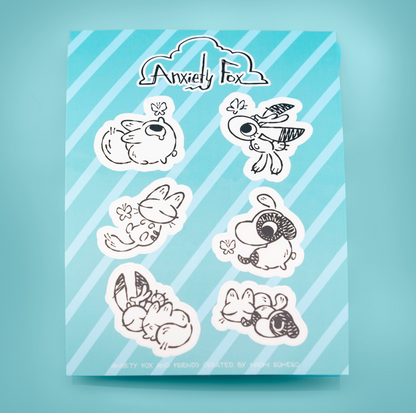 Anxiety Fox and Friends Sticker Sheet