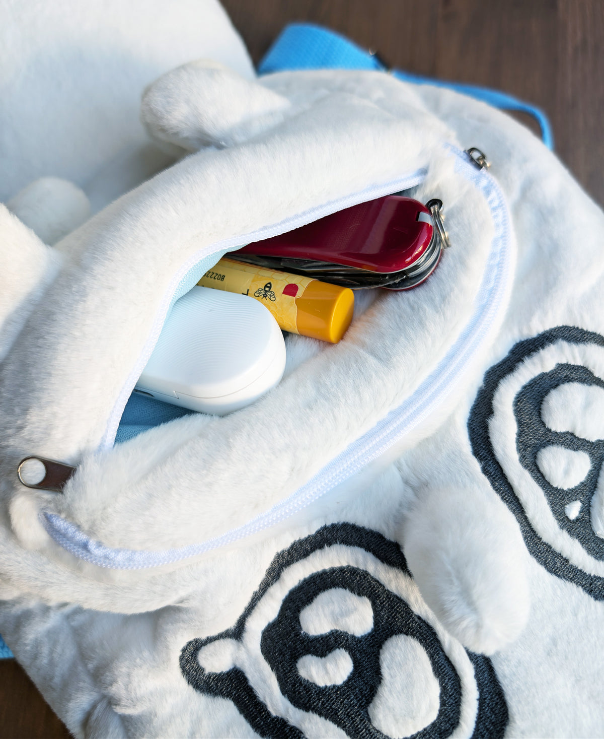 Soft anxiety fox plush backpack by Made by Nao! features a cute fox design with adjustable straps and spacious interior.
