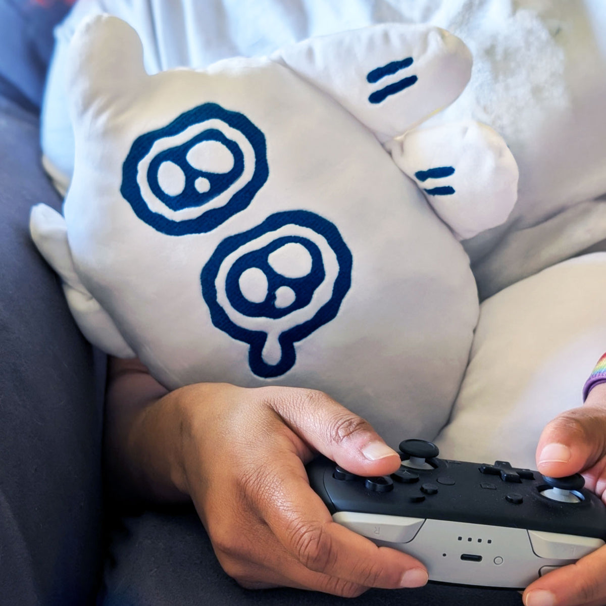 Made by Nao! Big Feelings Cushion plush toy depicting an anxious face, soft and colorful for emotional expression and comfort.