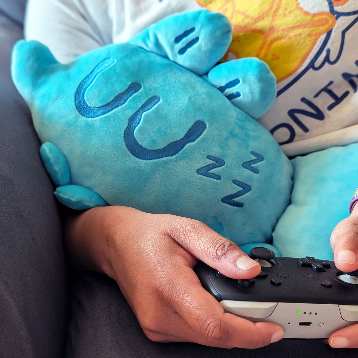Made by Nao! Big Feelings Cushion plush toy in a sleepy, comforting design with a soft fabric exterior.