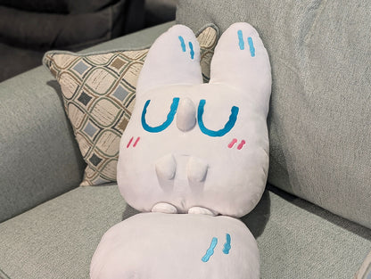 Close-up of the Gentle Friends Jumbo Anxiety Fox plush toy by Made by Nao!, featuring soft fabric and expressive embroidered eyes.