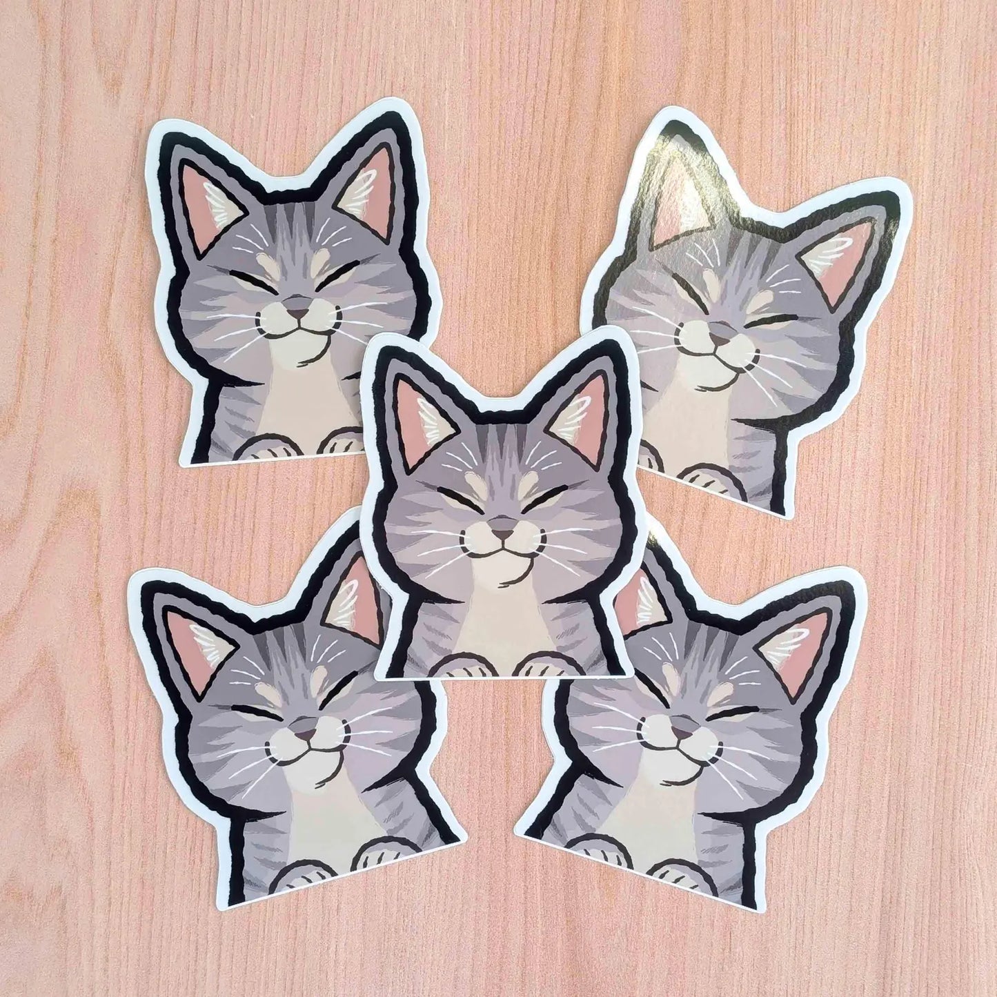 Grey Tabby Cat - Peeker Vinyl Sticker