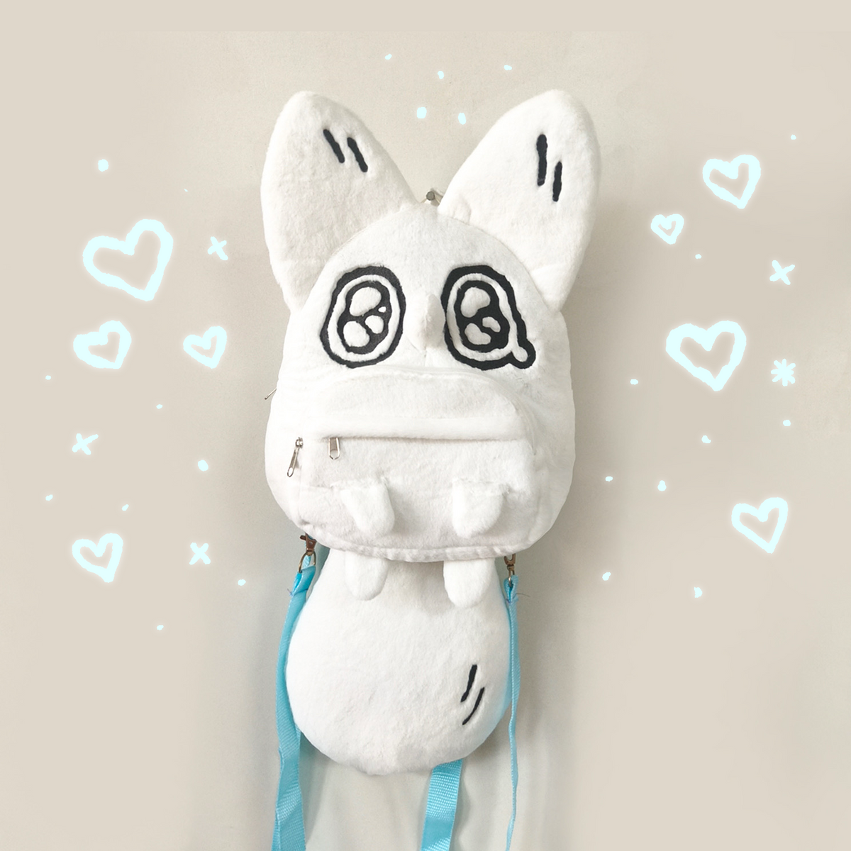 Soft plush fox backpack from Made by Nao! featuring a cute, huggable design perfect for carrying small items.