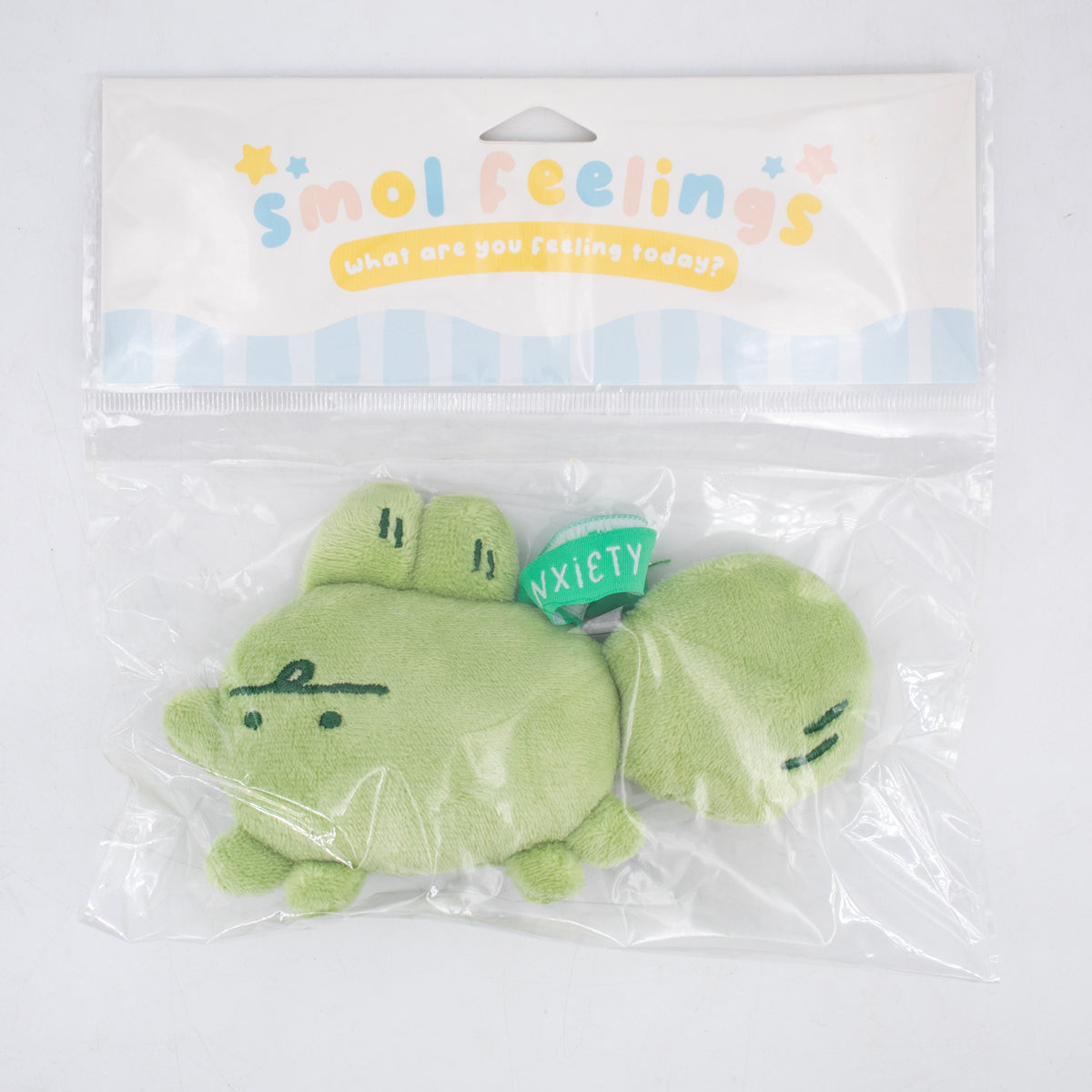 Smol Feelings plush toy by Made By Nao! showing colorful, soft mood plush toy in its packaging.