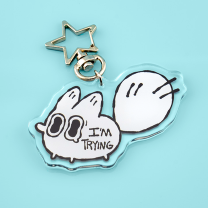 I'm Trying Anxiety Fox Acrylic Keychain