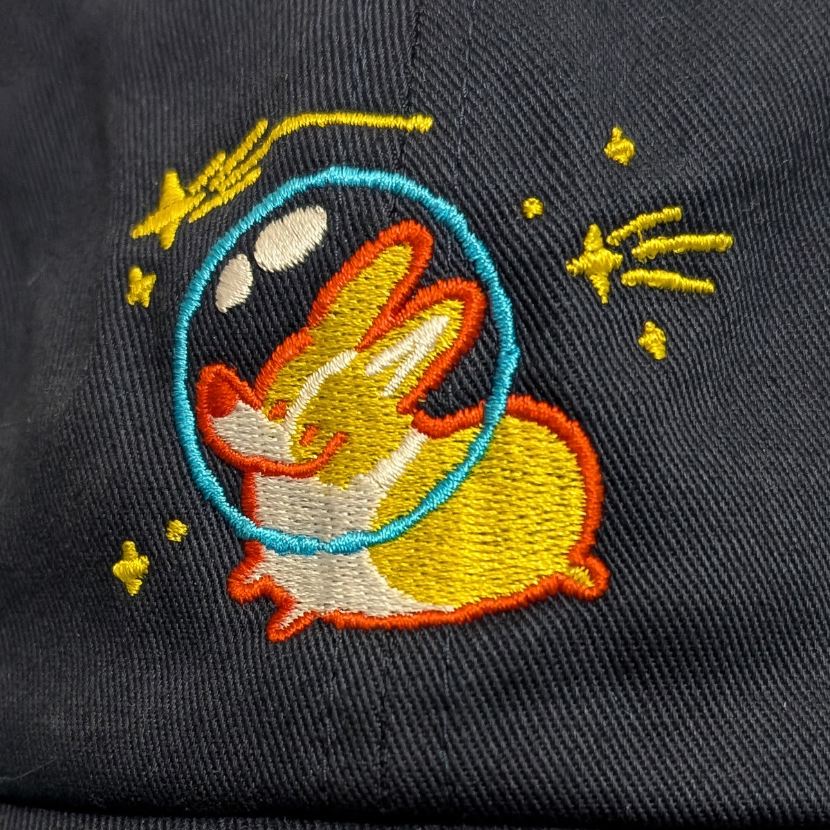 Made By Nao! Space Corgi dad cap, stylish apparel with space-themed Corgi design, adjustable hat for casual wear.