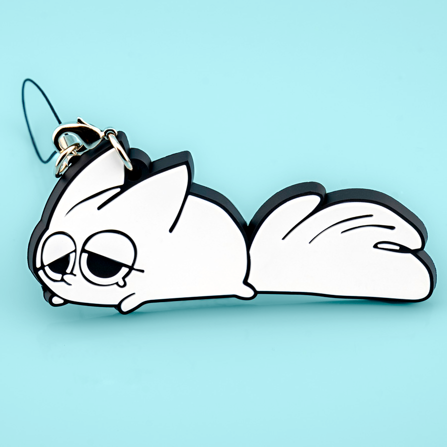 PVC keychain charm featuring an anxiety fox design by Made By Nao! with detailed, colorful fox character and playful style.