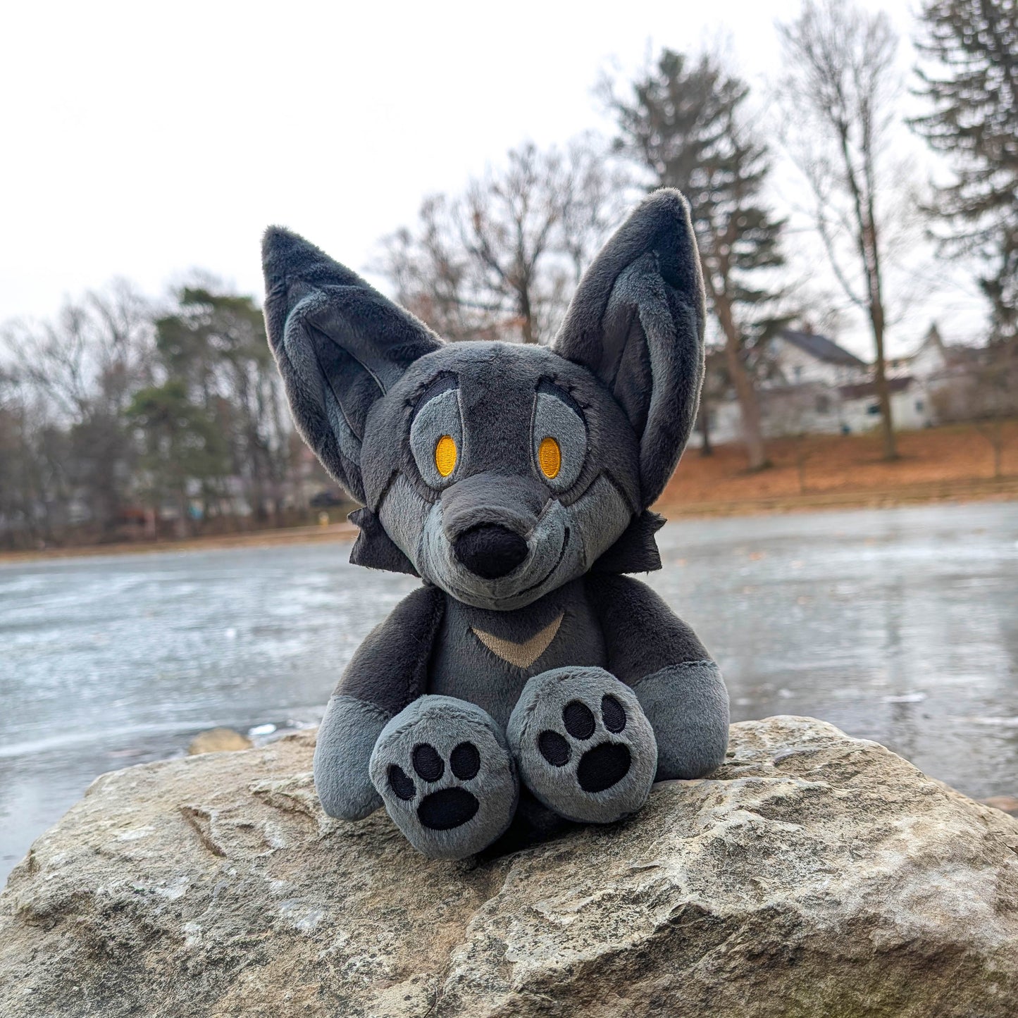 Ash the wolf pup plush from Wolf Pup & Friends collection by Made by Nao! soft, cuddly stuffed animal with detailed features.