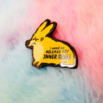 Bug the Corgi enamel pin from Made By Nao! features a cute corgi with a humorous expression, perfect for pin collectors.