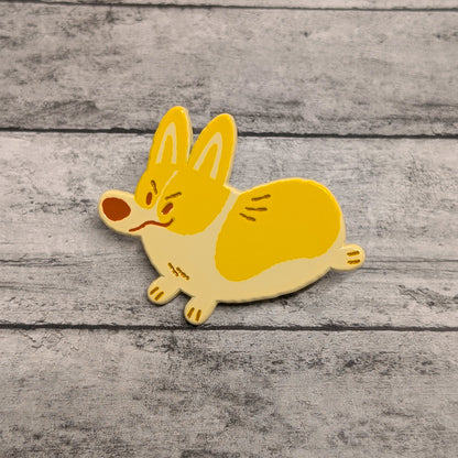 Pembroke Welsh Corgi enamel pin by Made By Nao! featuring a cute Corgi dog in vibrant enamel colors.