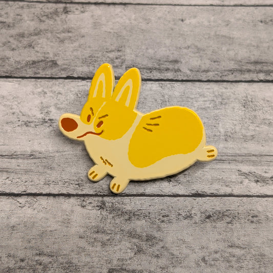 Corgi enamel pin featuring a Pembroke Welsh Corgi with detailed colors, made by Made By Nao!