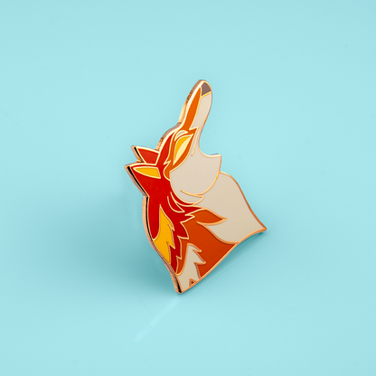 Enamel wolf pin from Patreon Vault Pins collection by Made By Nao! Featuring a detailed wolf design on a metallic finish.