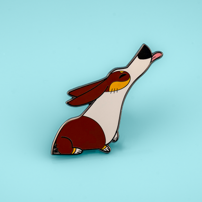 Tricolor Pembroke Welsh Corgis enamel pin by Made By Nao! featuring detailed, colorful dog design on a metal pin backing.