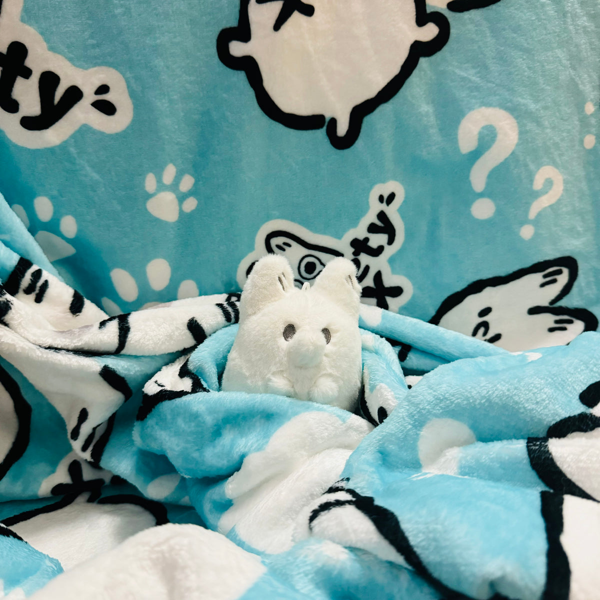 Soft plush throw blanket featuring Anxiety Fox design from Made By Nao! perfect for cozy home decor and comfort.
