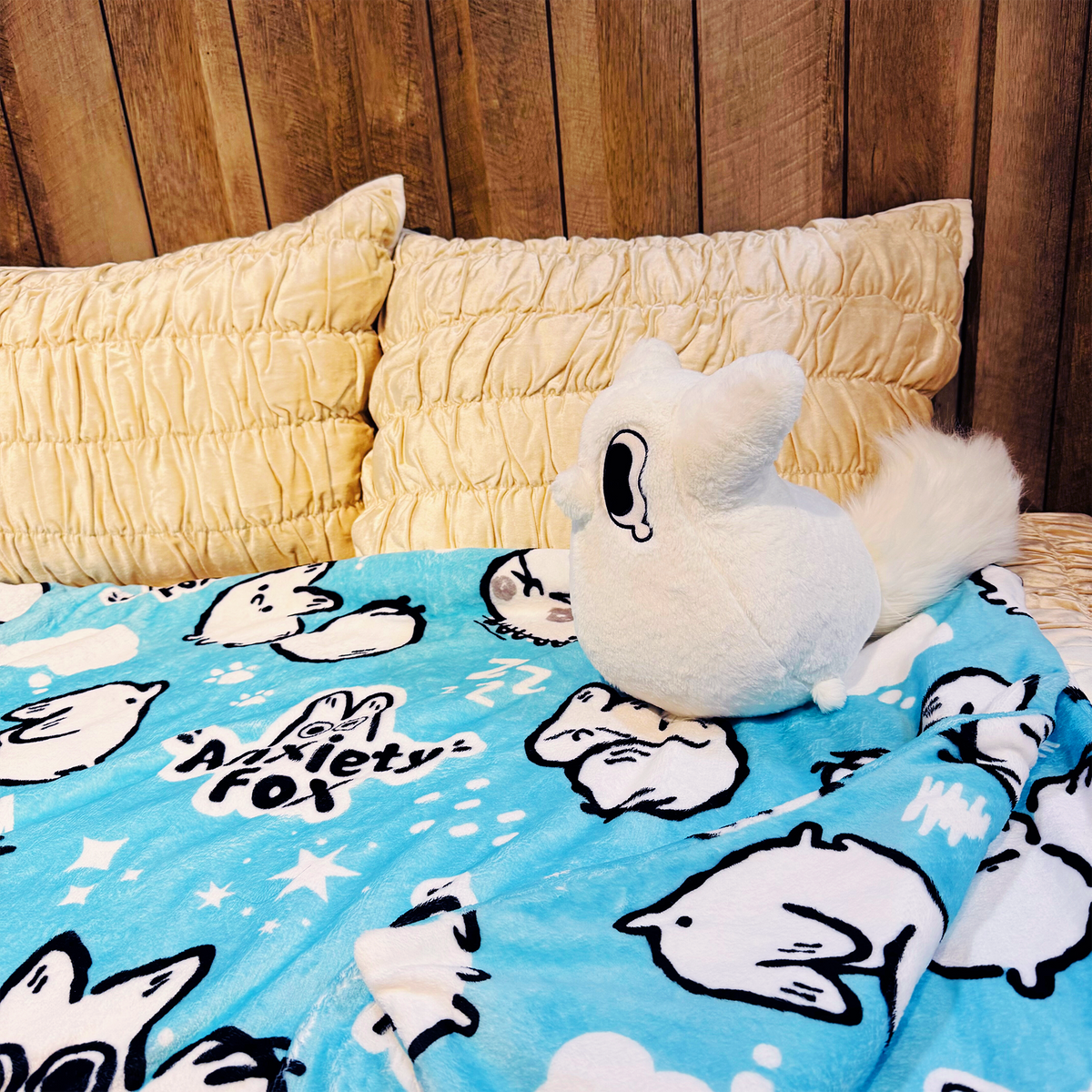 Made By Nao! Anxiety Fox plush throw blanket with soft, cozy fabric and detailed fox design for home comfort and decor.