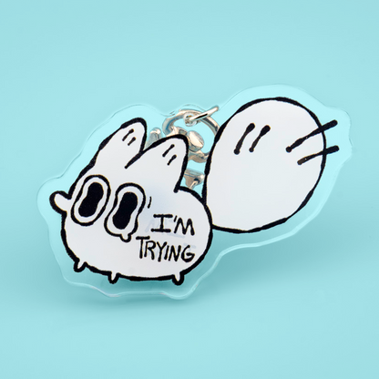 Made By Nao! Anxiety Fox acrylic keychain with a cute fox charm, designed to help manage anxiety and inspire positivity.