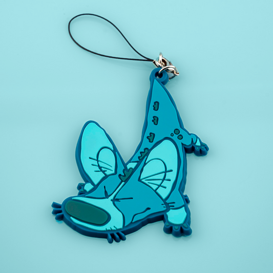 Kaiju Corgi charm keychain by Made By Nao! featuring a cute, colorful Corgi with kaiju-inspired design and detailed features.