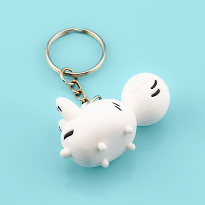 PVC figure keychain of Anxiety Fox by Made By Nao! featuring a cute, detailed fox design on a keyring.