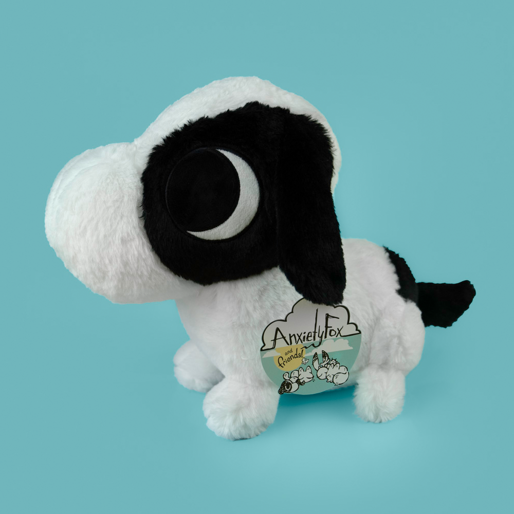 Large fluffy ADHD Puppy plush toy by Made By Nao! soft, cuddly stuffed animal with a playful, adorable puppy design.
