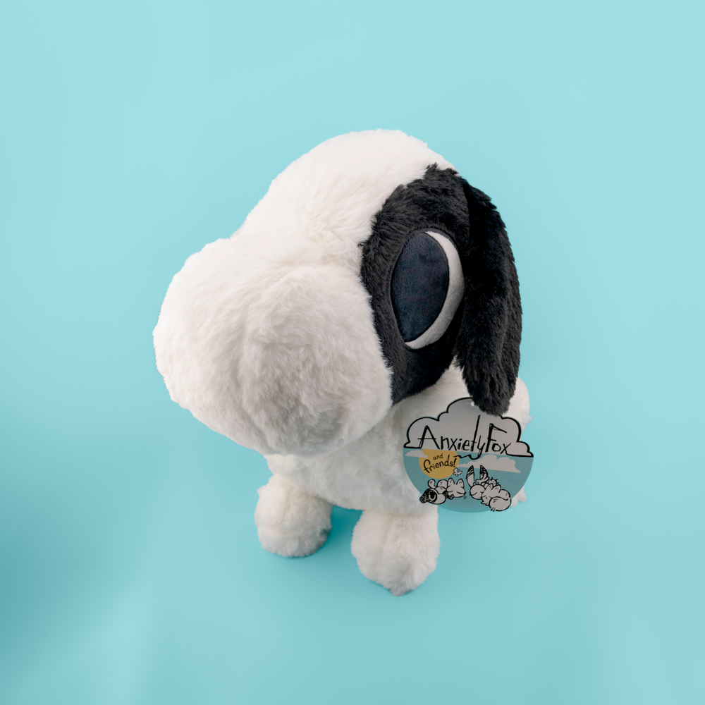 Large fluffy ADHD puppy plush toy by Made By Nao! soft, cuddly stuffed animal with a playful, adorable appearance.