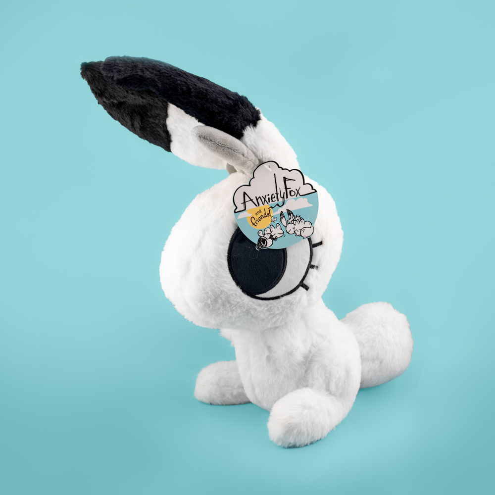 Large fluffy support bunny plush by Made By Nao! soft, cuddly bunny stuffed animal with long ears and a gentle expression
