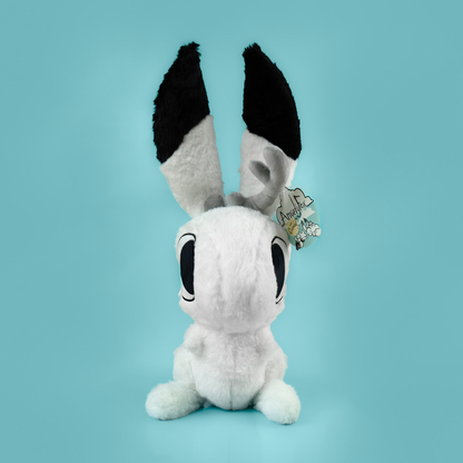 Large fluffy support bunny plush by Made By Nao! soft, cuddly stuffed bunny with long ears and a gentle expression.