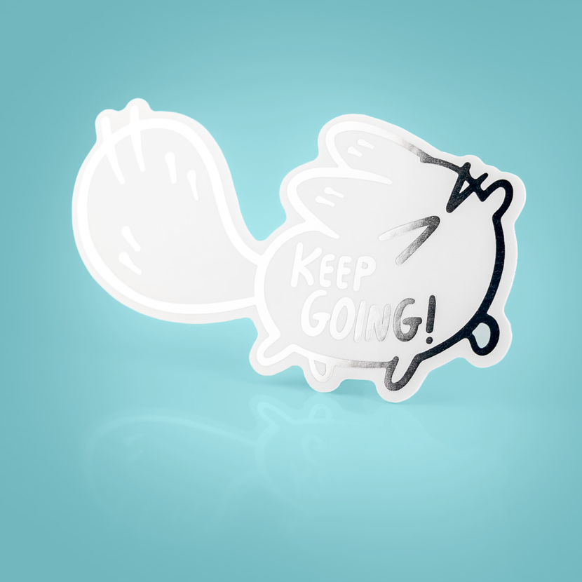Silver foil vinyl sticker featuring Anxiety Fox & Friends design by Made By Nao! with comforting "It Will Be Okay" message.