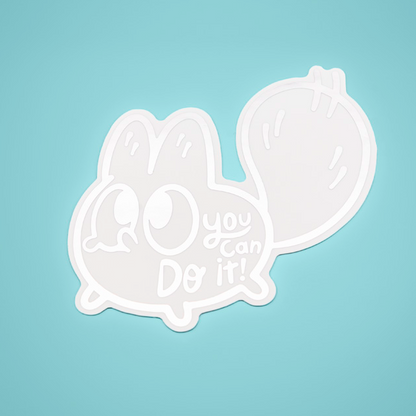 Silver foil vinyl sticker featuring Anxiety Fox & Friends design by Made By Nao!, perfect for decorating laptops and notebooks.