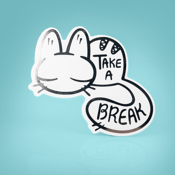Silver foil vinyl sticker featuring Anxiety Fox & Friends design by Made By Nao! with uplifting "It will be okay" message.