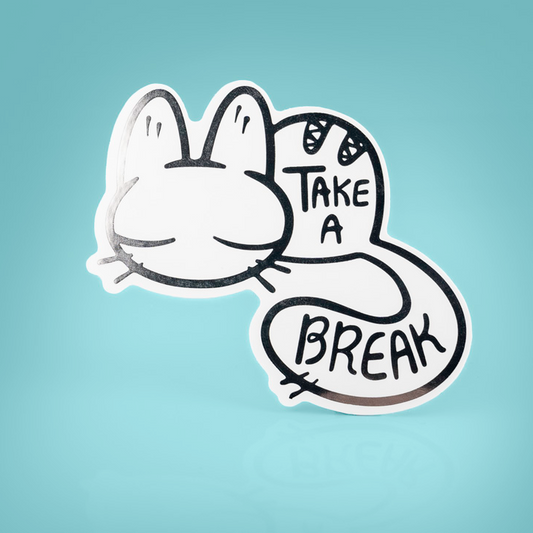 Silver foil vinyl sticker featuring Anxiety Fox & Friends design by Made By Nao! with uplifting "It will be okay" message.