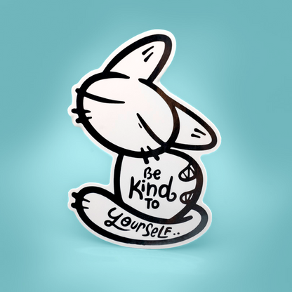 Silver foil Anxiety Fox & Friends vinyl stickers by Made By Nao! featuring cheerful fox designs for mental health support.