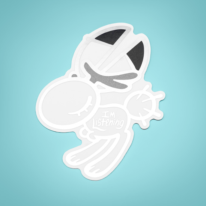 Silver foil vinyl sticker featuring Anxiety Fox & Friends design by Made By Nao!, with uplifting "It Will Be Okay" message.