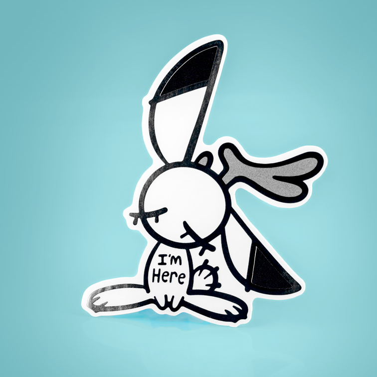 Silver foil Anxiety Fox & Friends vinyl stickers by Made By Nao! featuring cute fox designs and uplifting messages.