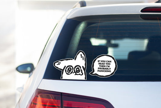 Anxiety Fox Peaker sticker by Made By Nao! featuring a cartoon fox panicking, designed for decorating laptops, water bottles, or cars.