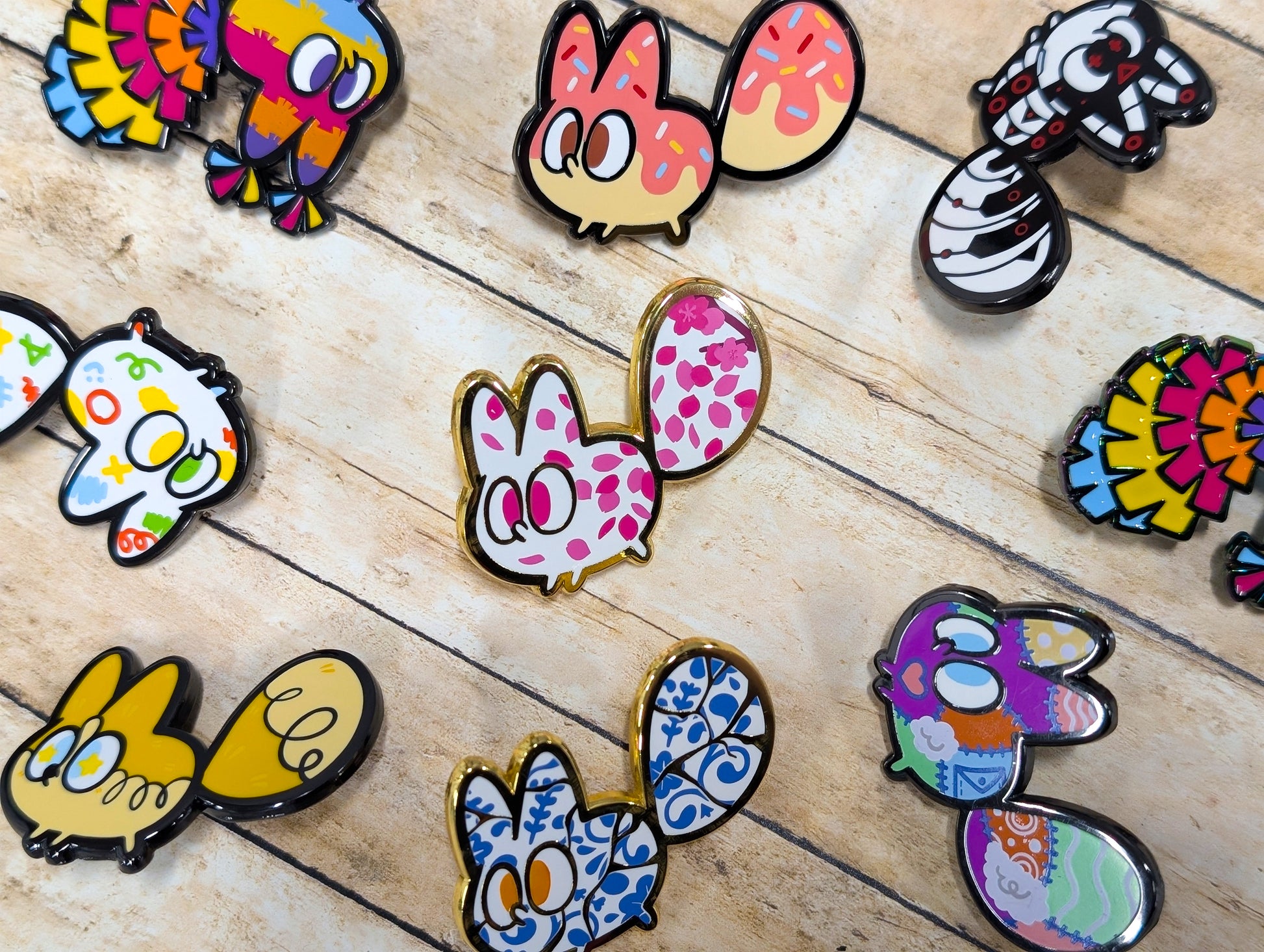 Enamel pin from Naomi Romero Art's Anxiety Fox Series 1, featuring a detailed fox design in a collectible blind bag packaging.